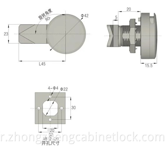 Serrure cylindrique en alliage de zinc Zonzen pour armoire industrielle A812